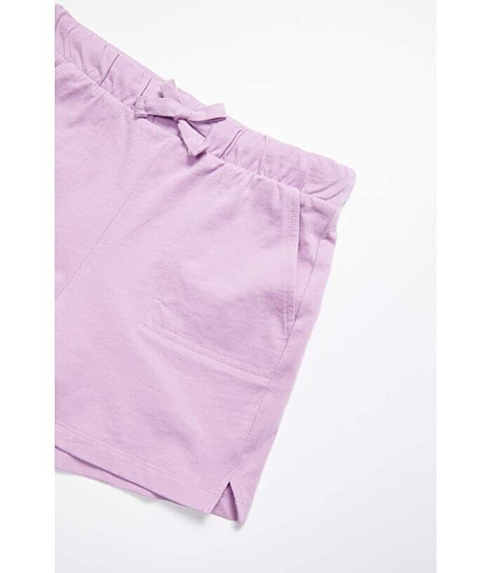 Детские шорты для девочек #4kids Essential Shorts, цвет дымчато-виноградный, хлопковые, с завязками на талии, модель JDM1181 — фото 4