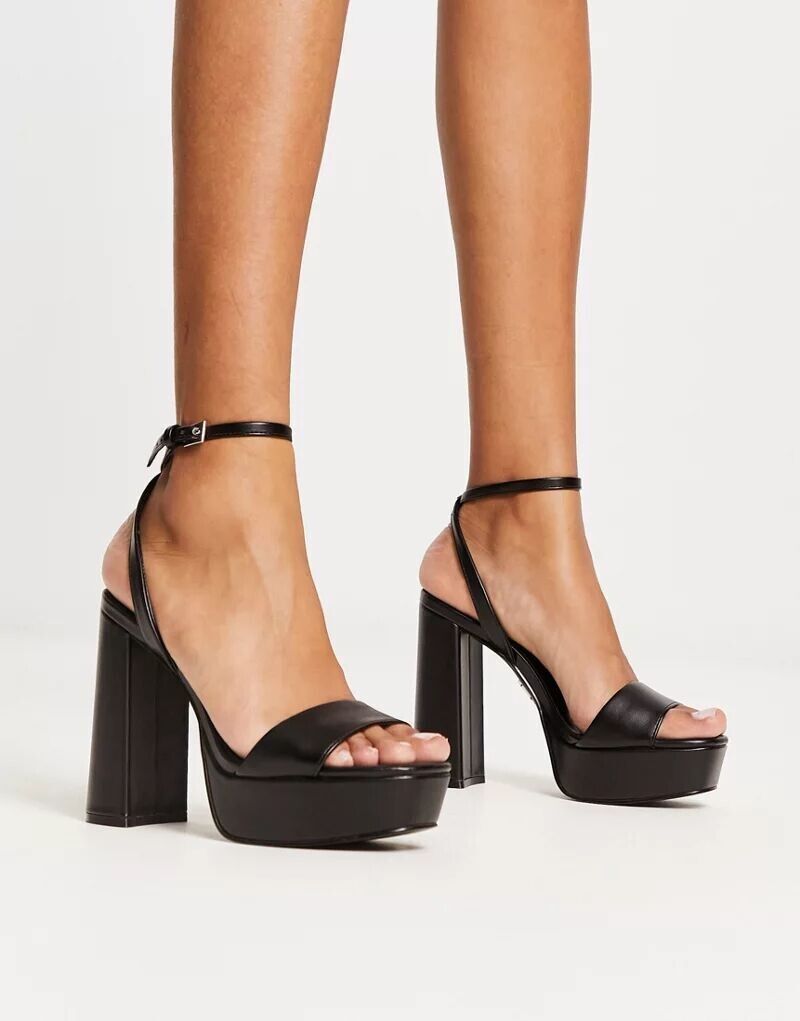

Черные босоножки на каблуке на платформе Steve Madden Lessa