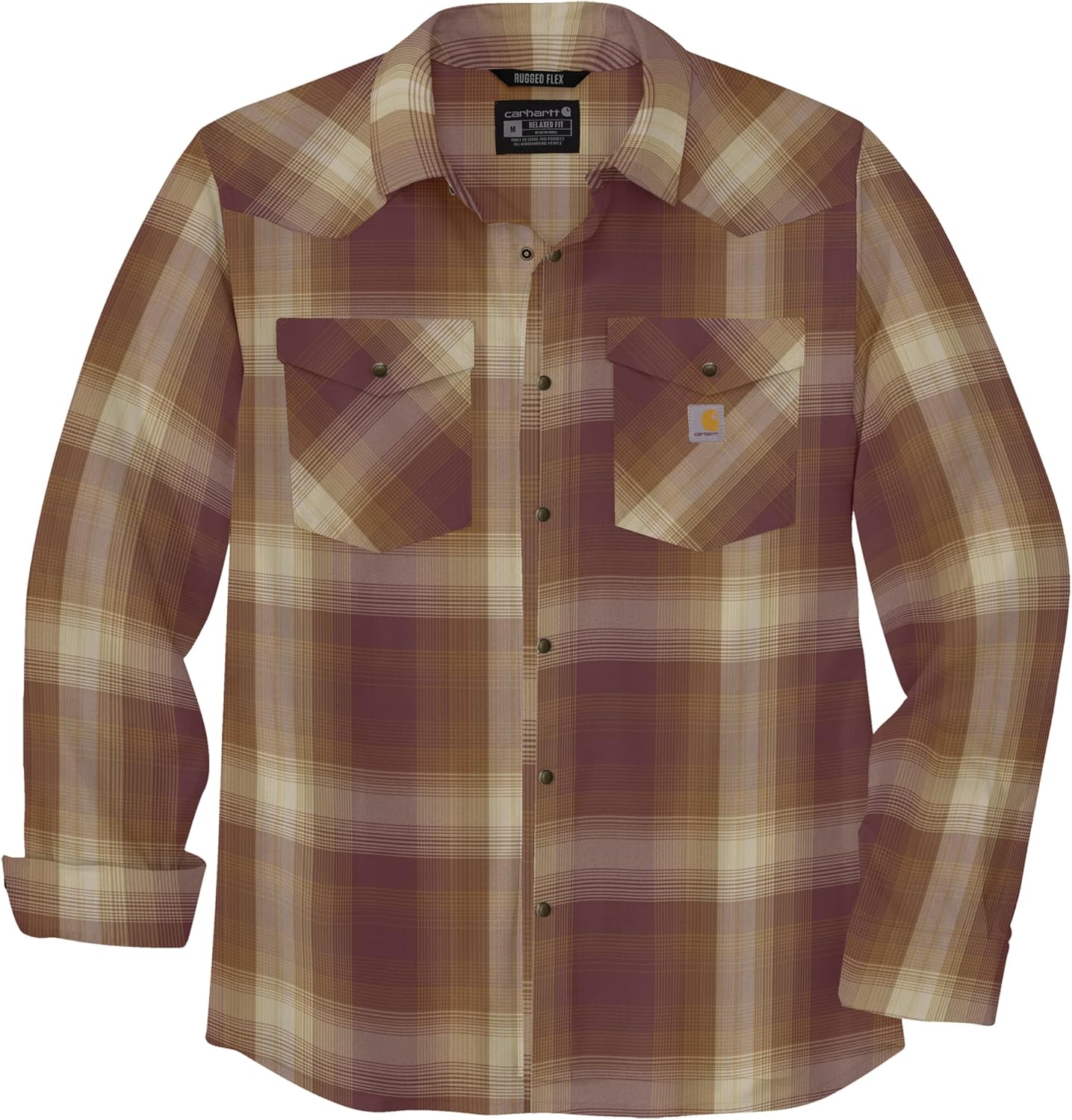 

Carhartt мужская рубашка Montana Rugged Flex, свободный крой, легкая, с длинным рукавом, на пуговицах, в клетку, Barnwood