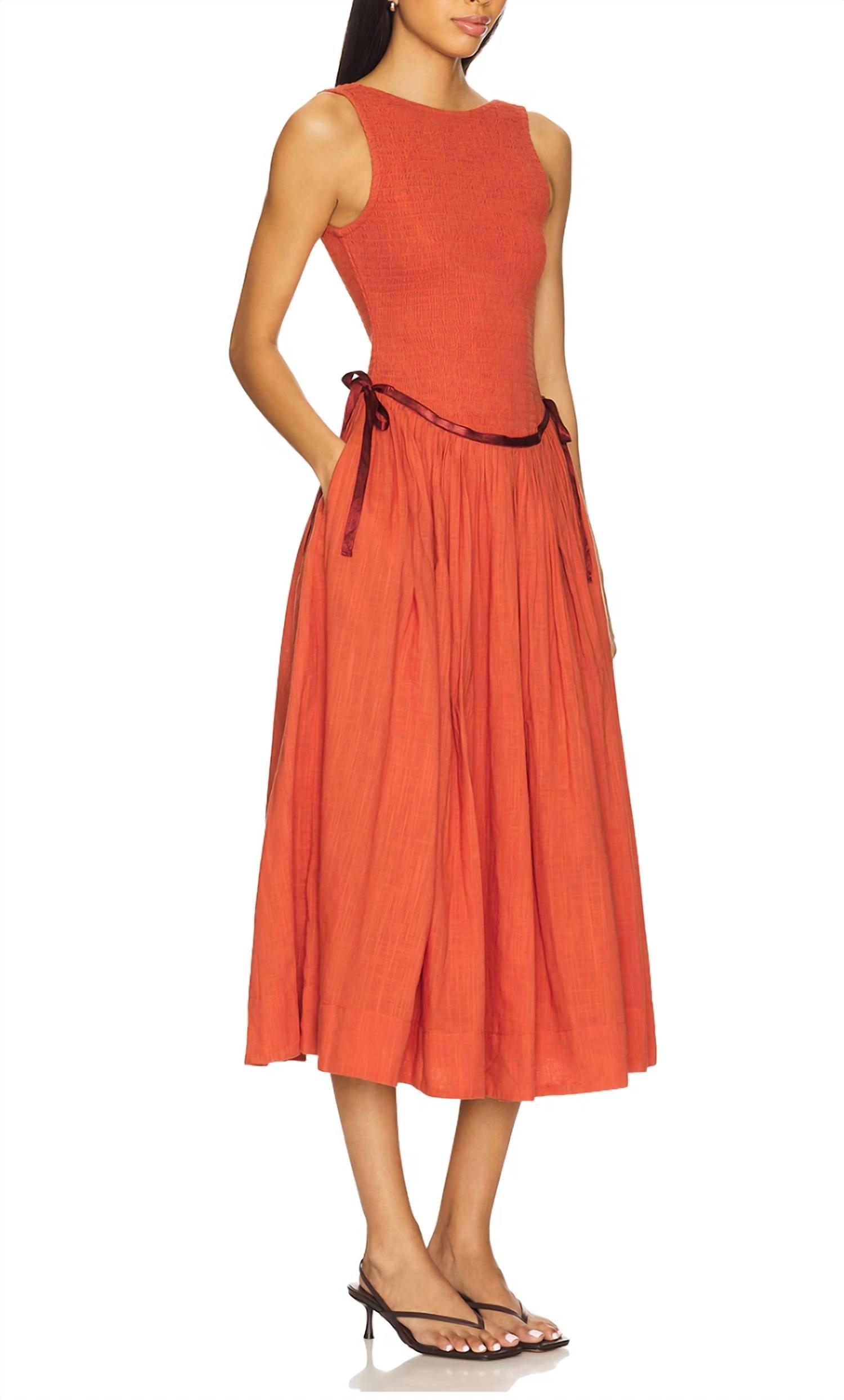 

Free People Платье миди Nightingale Solid в цвете «Розовая сиена»