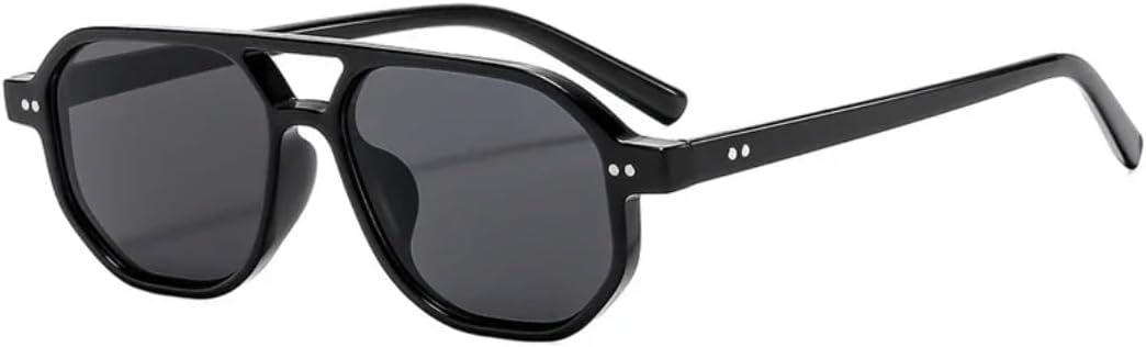 

Винтажные женские солнцезащитные очки с двойной перемычкой, модные мужские солнцезащитные очки с заклепками, прозрачные линзы, защита от УФ-излучения UV400 SZVVBKK, Black Grey