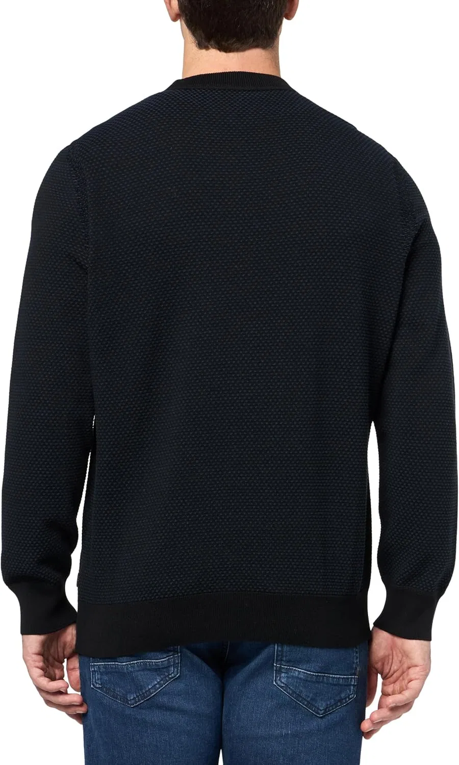 Свитер мужской BOSS Microstitch из хлопкового микса, черный — фото 2