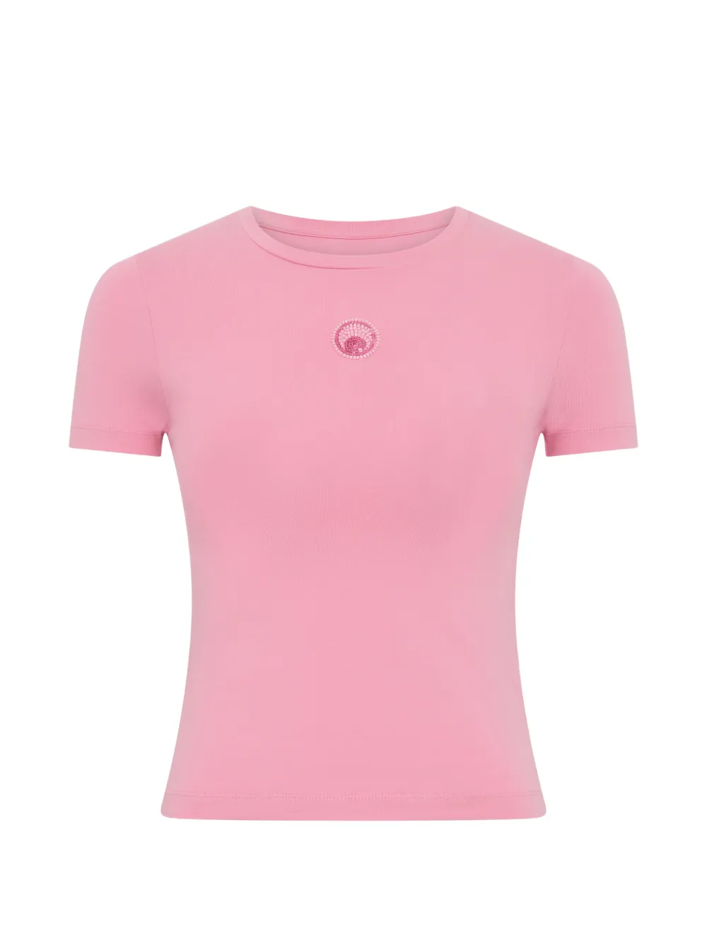 

Бейби-фит футболка с логотипом и жемчугом Marine Serre, розовый