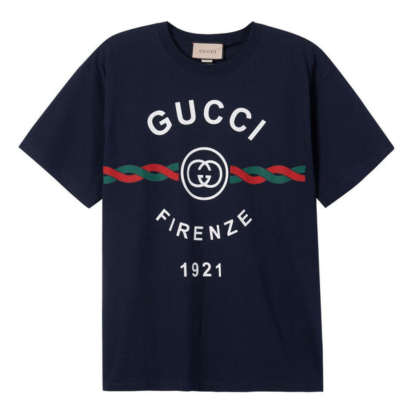 

Футболка firenze print tee 'navy' Gucci, синий