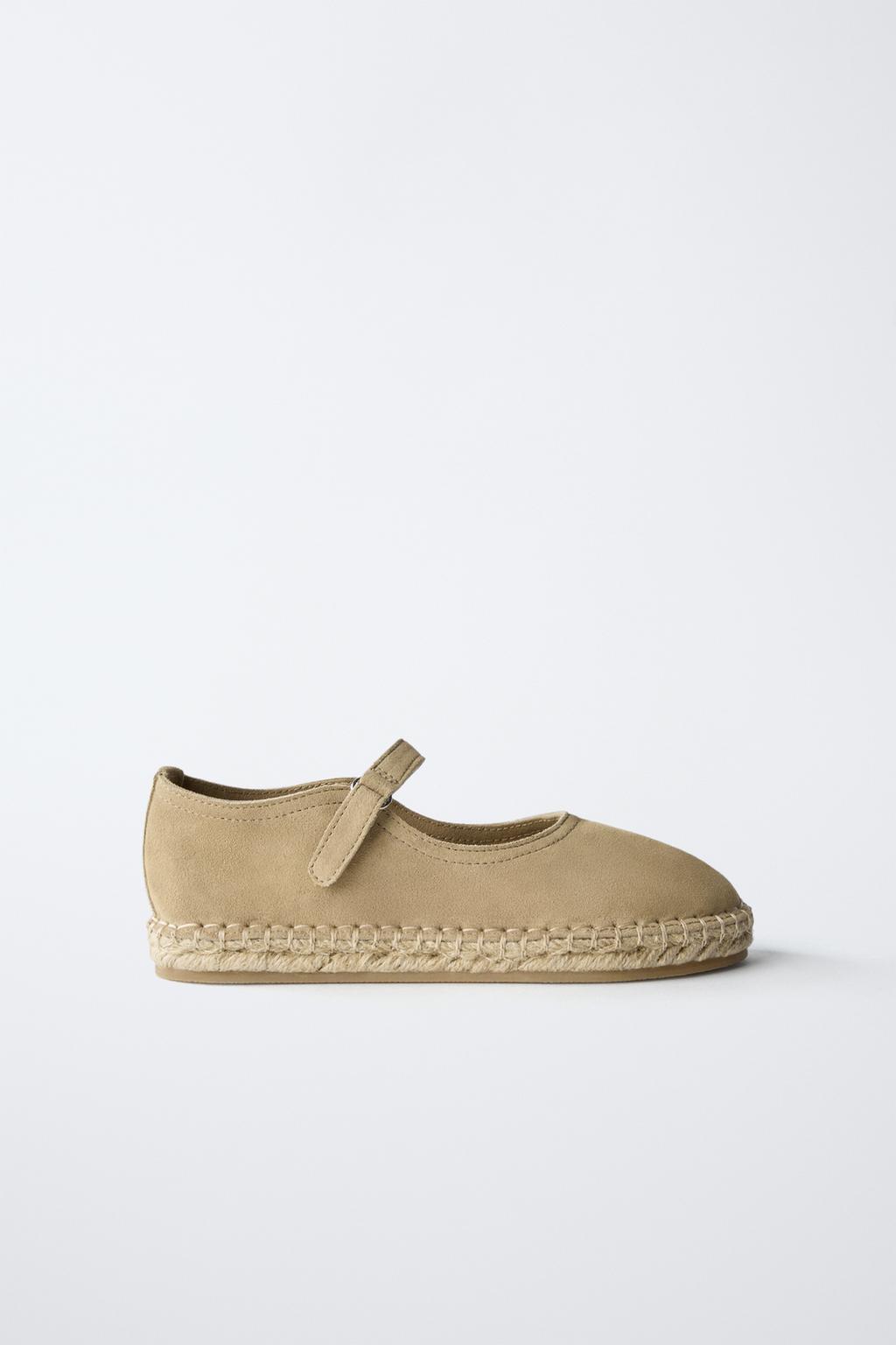 

Джутовые замшевые балетки ZARA, коричневый