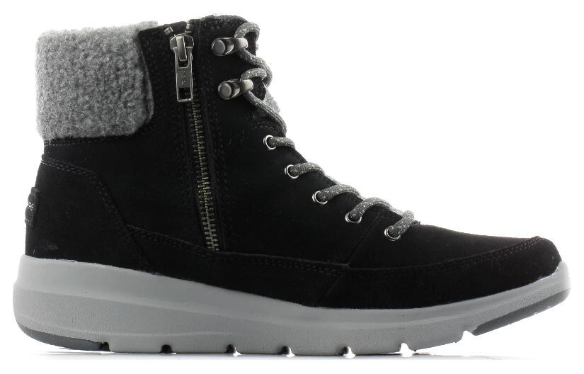Женские ботинки Skechers зимние с мехом, черный/серый — фото 2