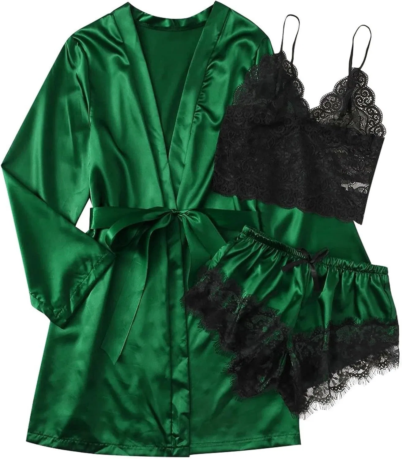 Комплект пижамы, кружево, Green