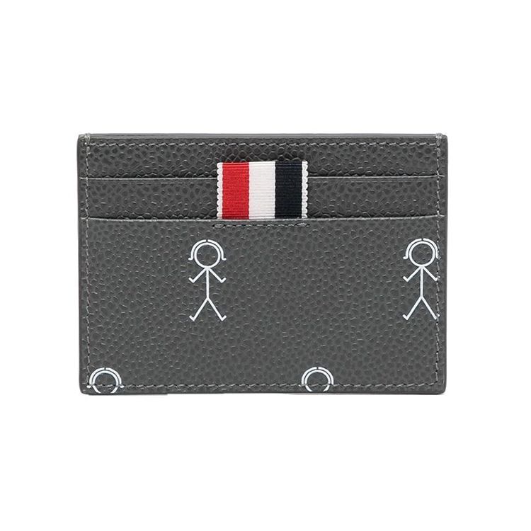 

Thom Browne Мужской кожаный кошелек с принтом, серый