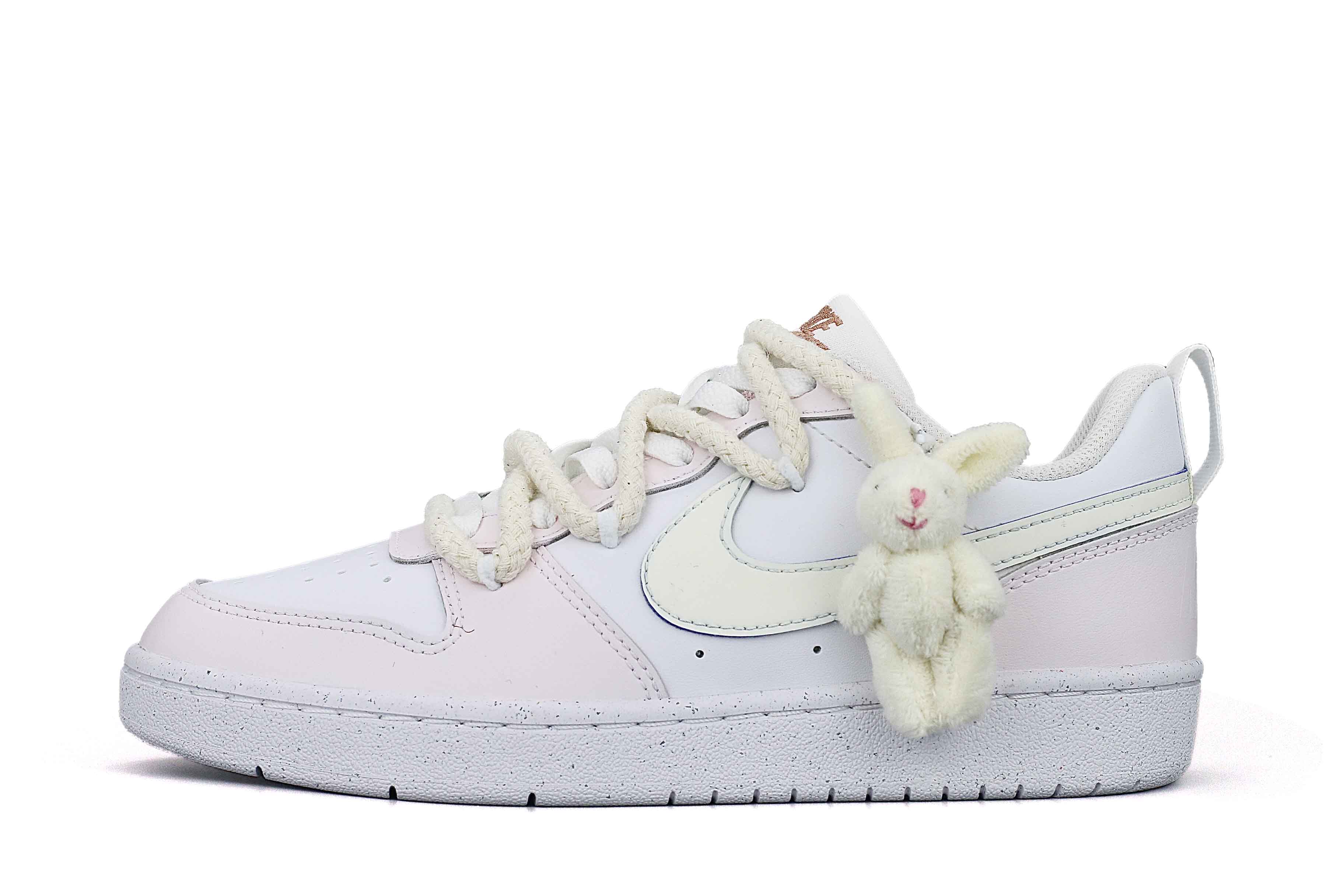 

Nike Кроссовки для скейтбординга Court Borough Milk White Peach Bunny противоскользящие амортизирующие низкие белые розовые детские
