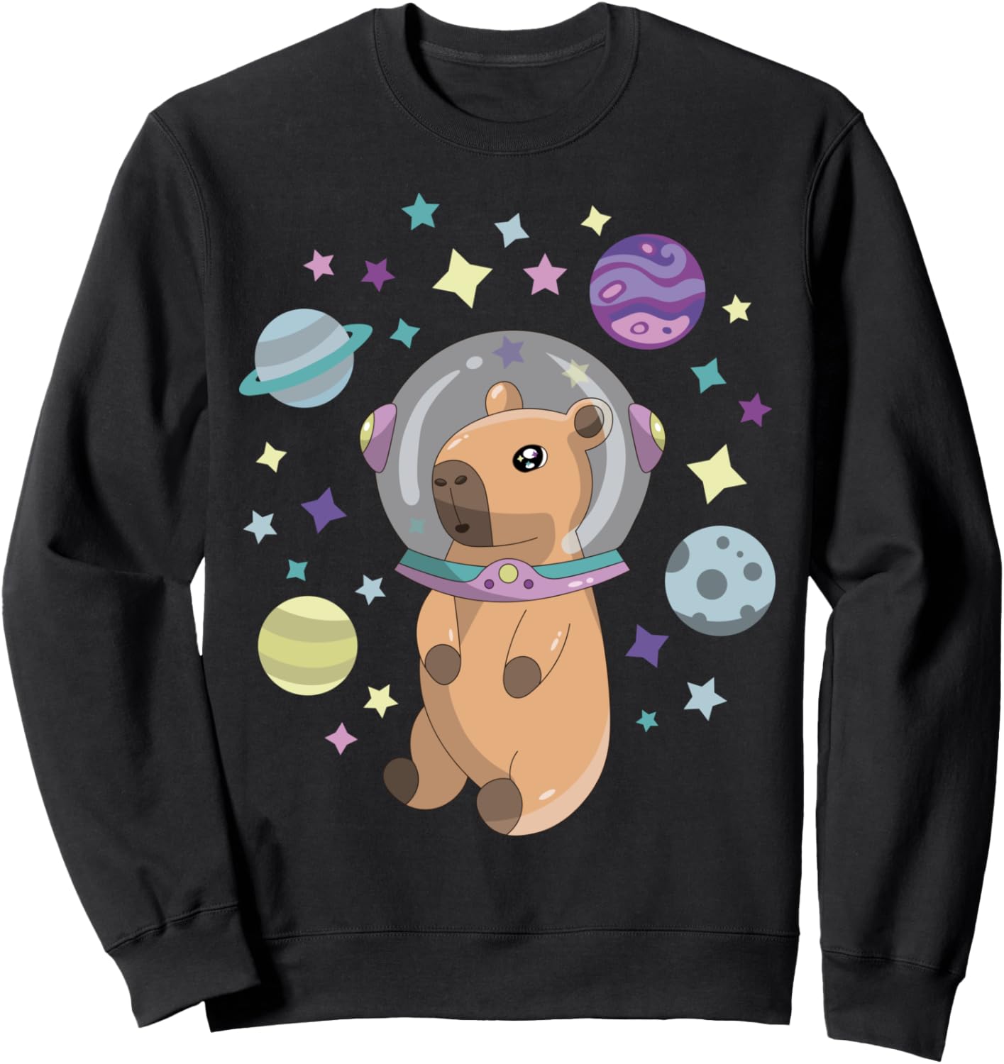 

Толстовка с изображением капибары в космическом костюме космонавта на Луне Capybara Cosmos Astronomy Planets Science Merch, черный