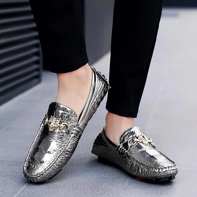 Мужские лоферы повседневные мягкая подошва, Silver Clolinde — фото 4