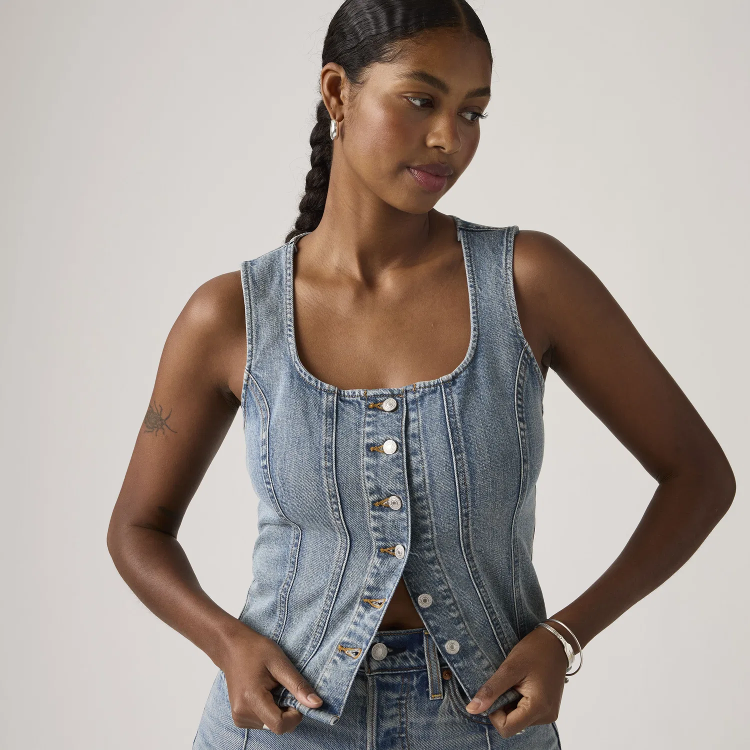 Облегающий топ без рукавов Levi's, Medium Wash — фото 2