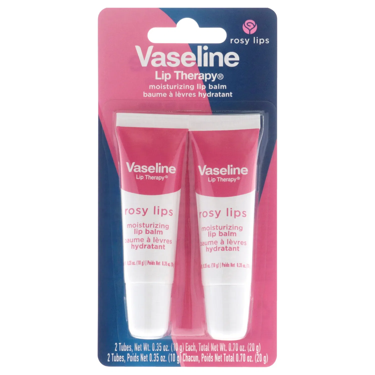 Бальзам для губ Lip Therapy - Rosy Lips от Vaseline для женщин - 2 x 0,35 унции, прозрачный/прозрачный