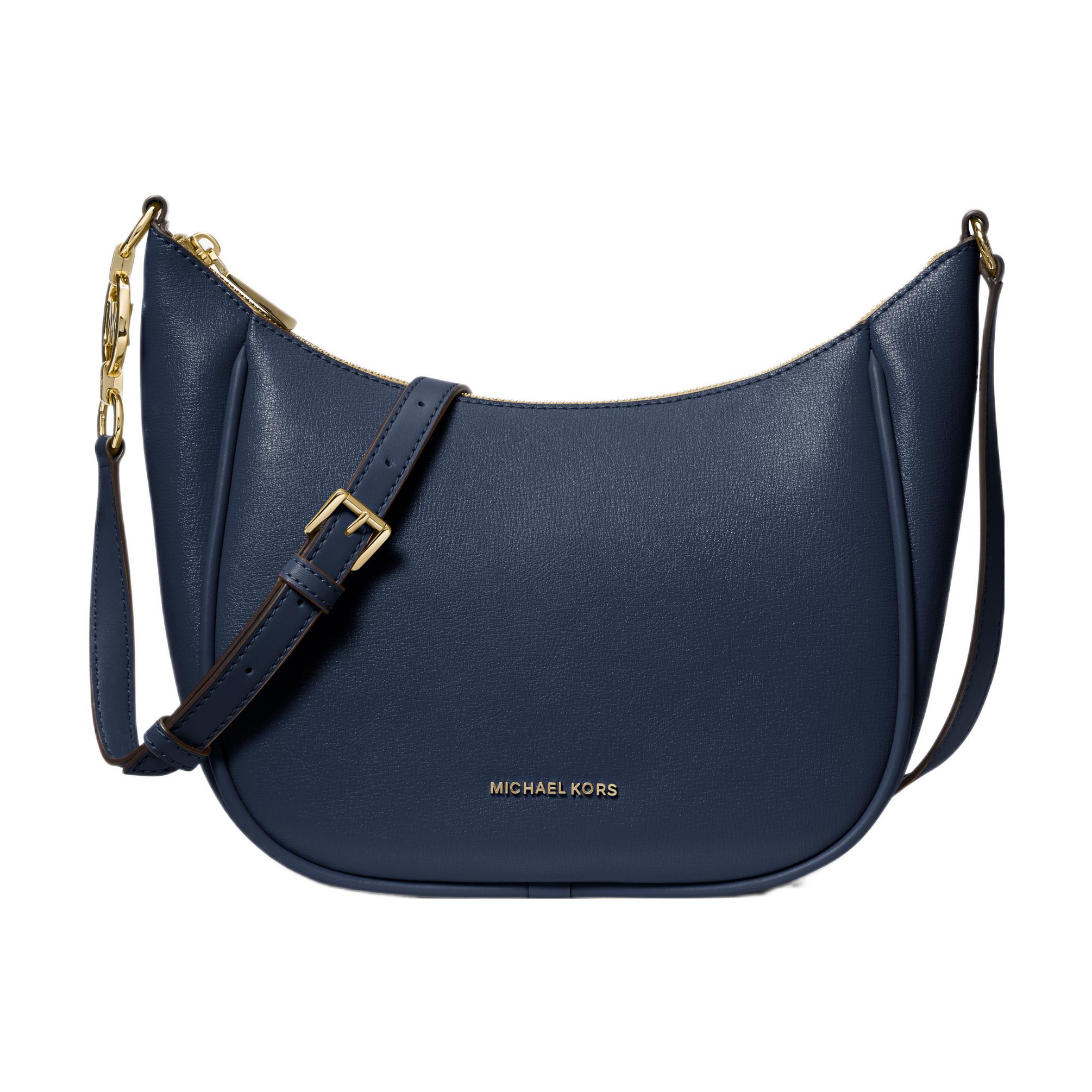 

MICHAEL KORS Кожаная сумка-полумесяц через плечо среднего размера, Navy Blue