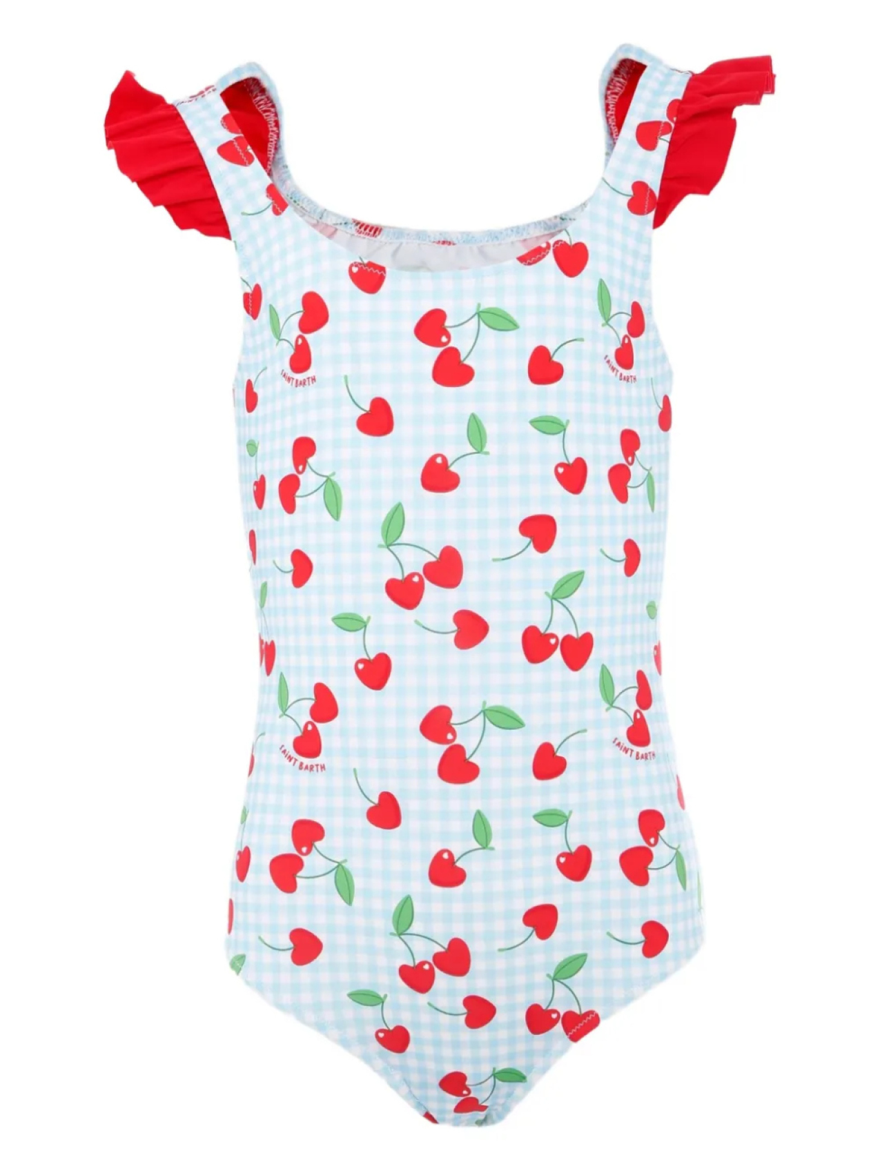 

Купальник MC2 Saint Barth Kids Tilda с принтом вишни и оборками, синий