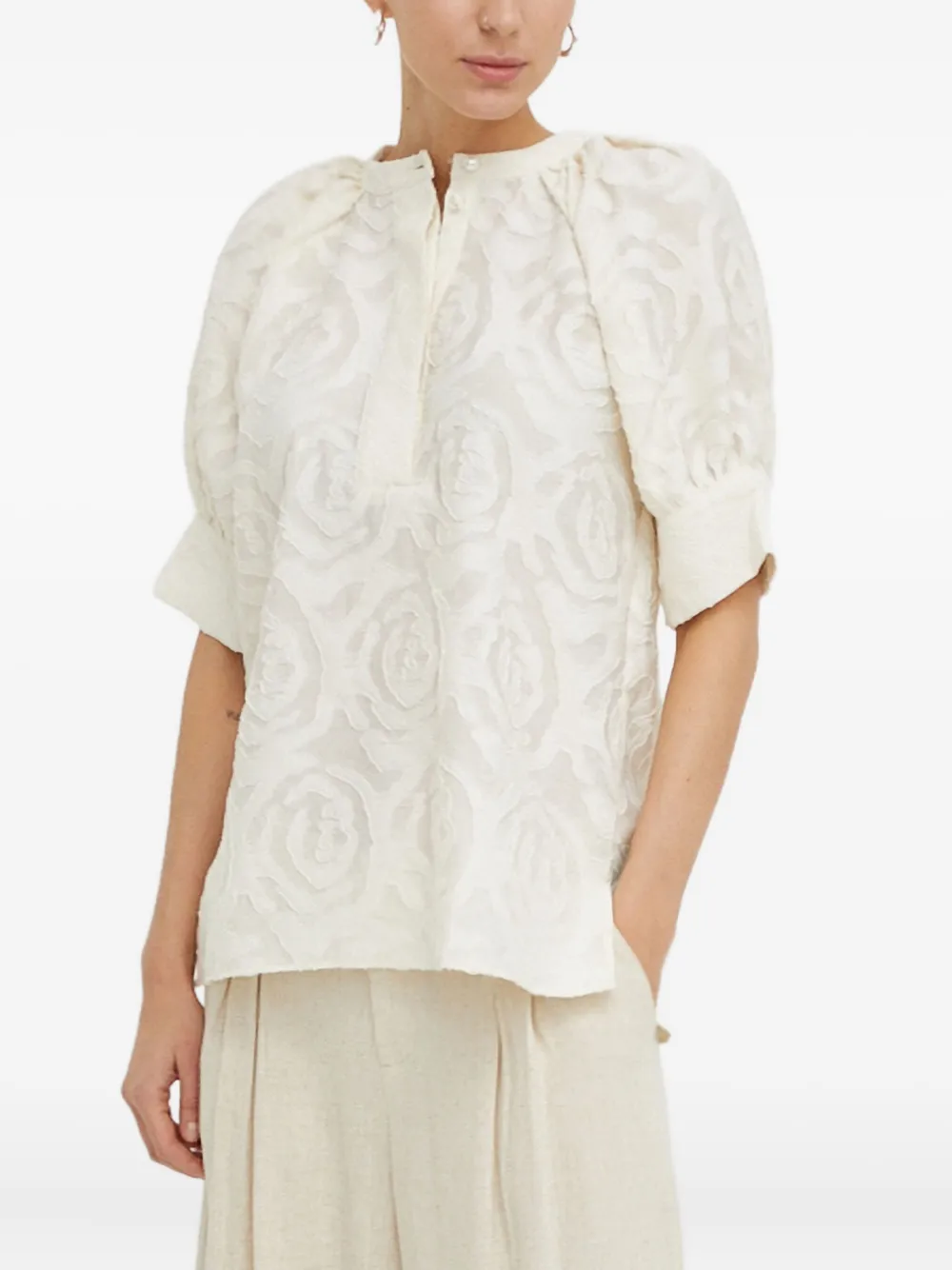 

Топ с пуговицами и рукавами буф Day Birger Et Mikkelsen, белый