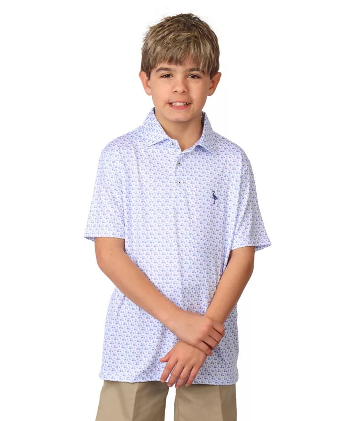 

Мальчиковая поло Performance с принтом гольф-кара - стильная и комфортная Tailorbyrd, синий