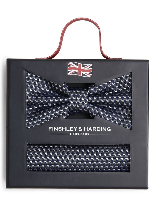 

Шелковый галстук-бабочка и нагрудный платок Finshley & Harding London, синий