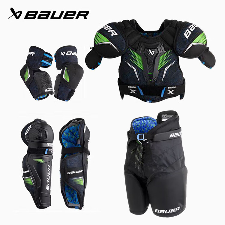 

He Jiagong Комплект для айсбола S24 X, детский, для катания на роликах и сухого льда, набор из 4 предметов: защита груди, локтей, ног и шорты, размер M