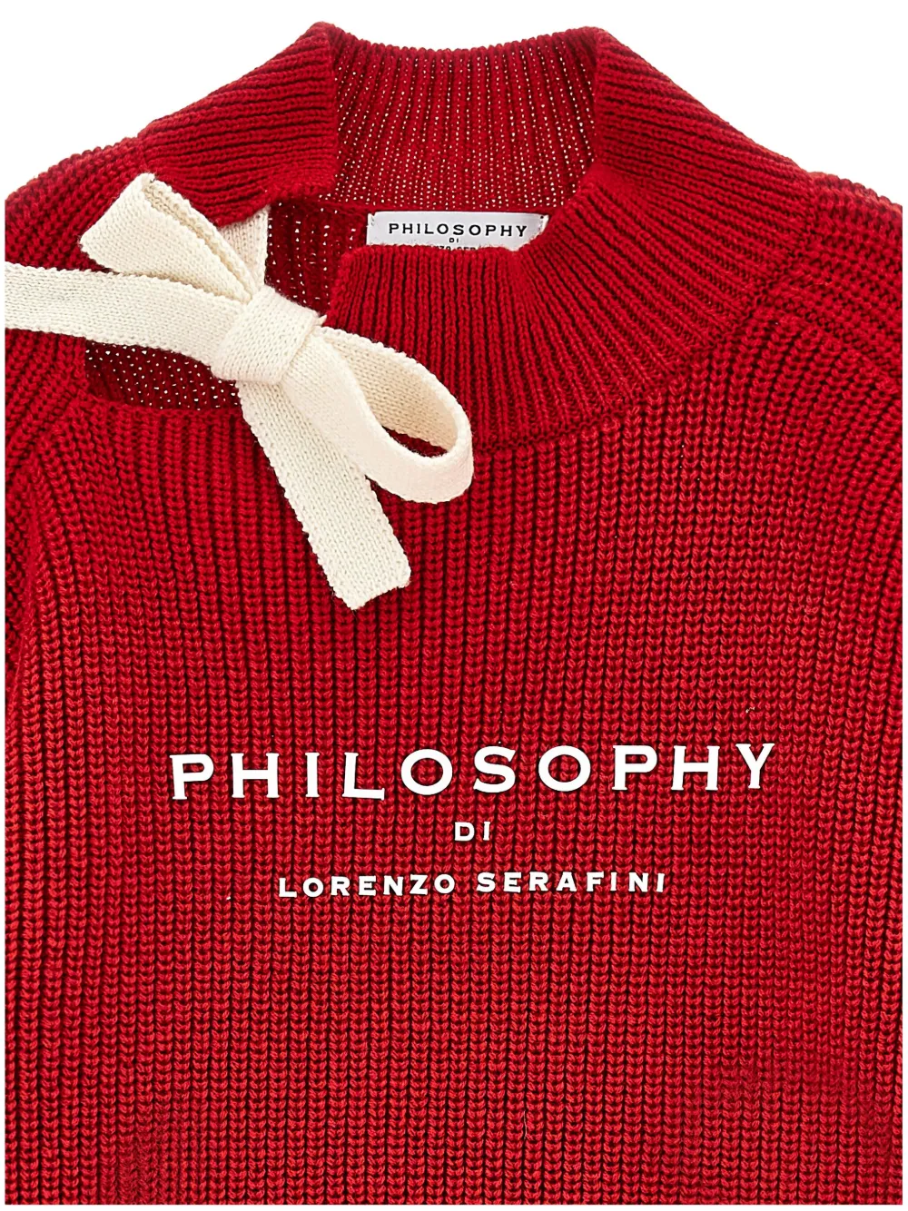 Свитер с оборками на манжетах Philosophy Di Lorenzo Serafini Kids, красный — фото 4