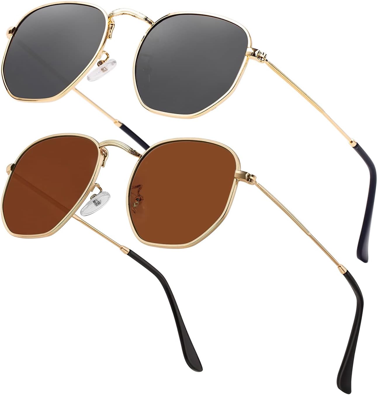 

Хипстерские шестиугольные поляризованные солнцезащитные очки для мужчин и женщин, геометрические квадратные, маленькие, в винтажном стиле, с металлической оправой, ретро-очки Htms, T01-gold Frame Black Lens/ Gold Frame Brown Lens