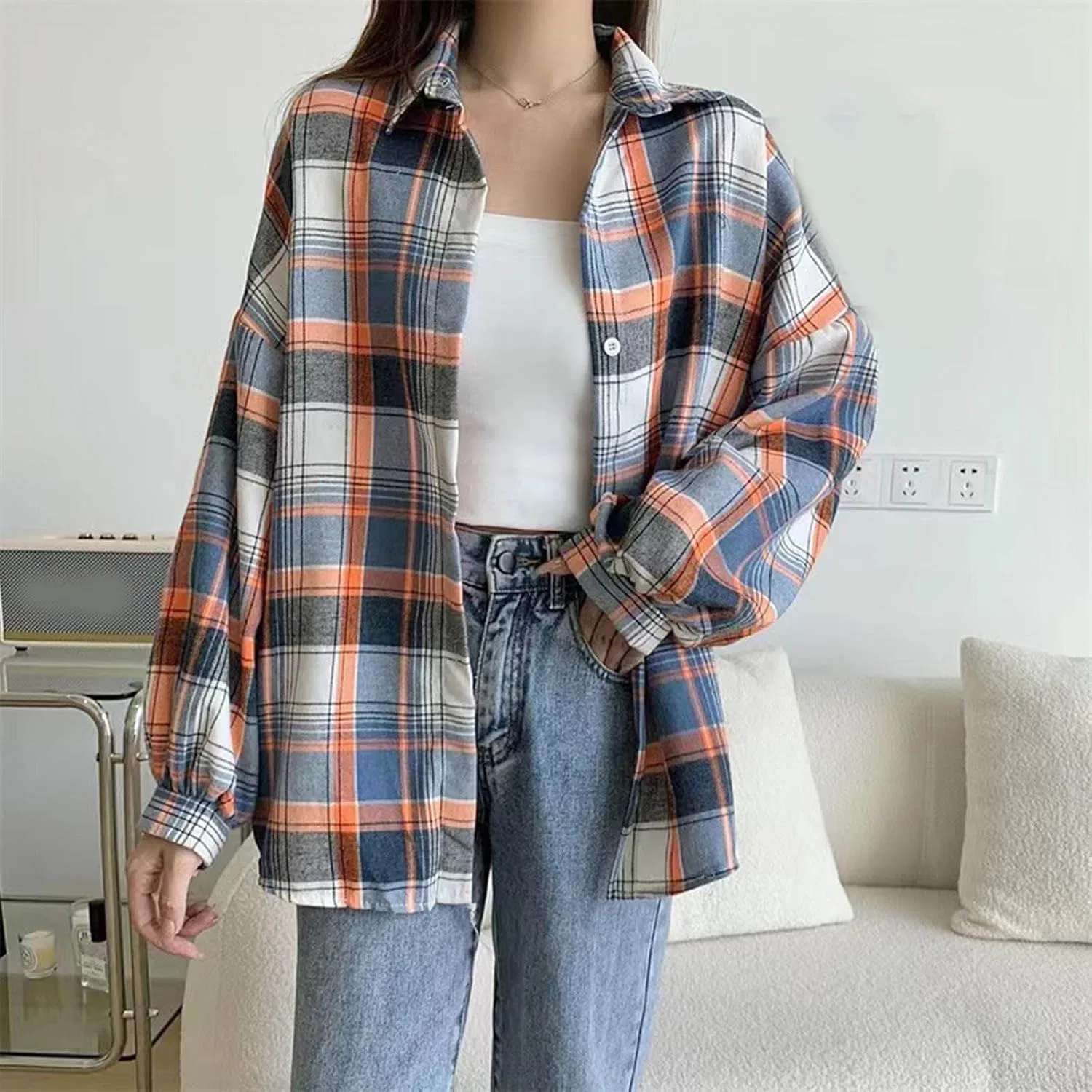 Туника, длинный рукав, Check Shirt, оранжевый — фото 2
