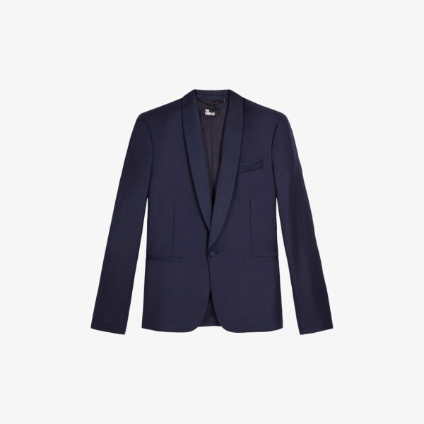 

Однобортный пиджак из эластичной шерсти с воротником-шалью The Kooples, синий
