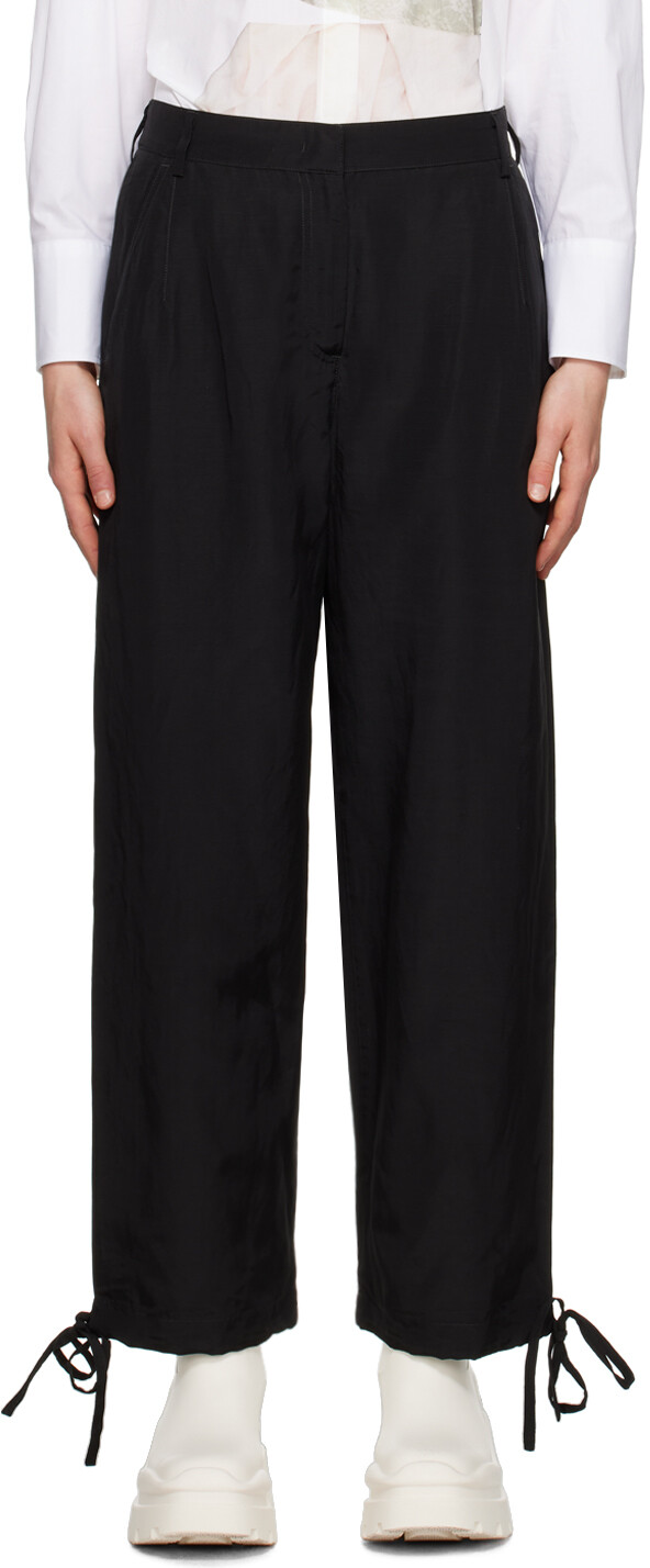 

MSGM Черные брюки на кулиске, Черный, MSGM Черные брюки на кулиске