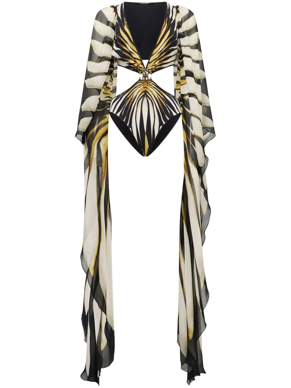 

Купальник Ray of Gold с вырезами Roberto Cavalli, золотистый