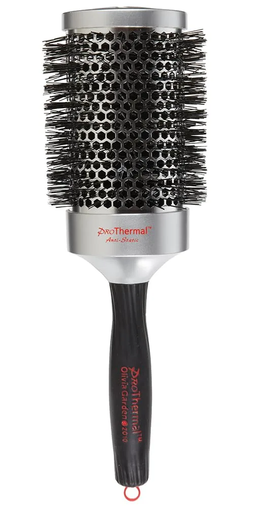 Круглая антистатическая щетка для волос Olivia Garden ProThermal (не электрическая) 8,9 см, Black, Silver