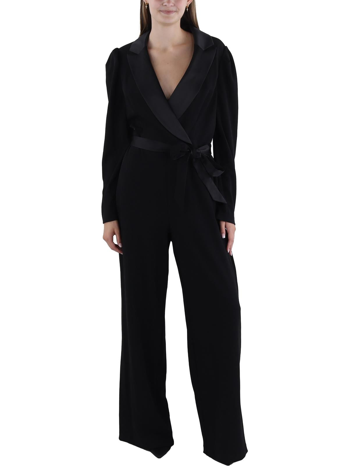 

Женский комбинезон с воротником-стойкой и поясом Adrianna Papell, черный