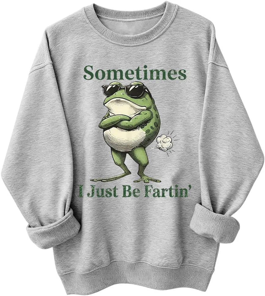 

Иногда я просто пукаю, свитшот с лягушкой, смешная винтажная толстовка с принтом woati