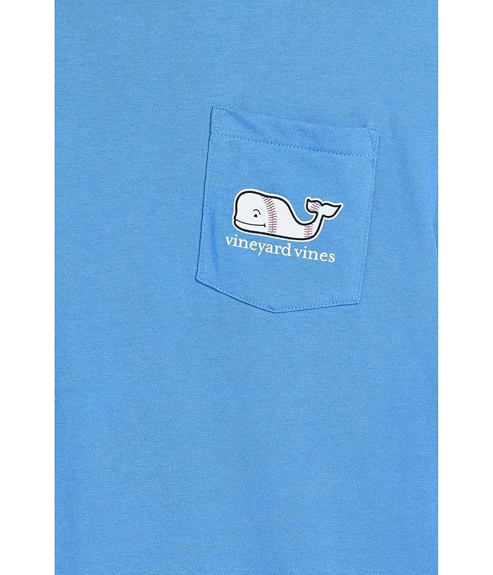 Футболка с принтом кита Baseball Whale Vineyard Vines Kids, Ocean Breeze Stripe — фото 3