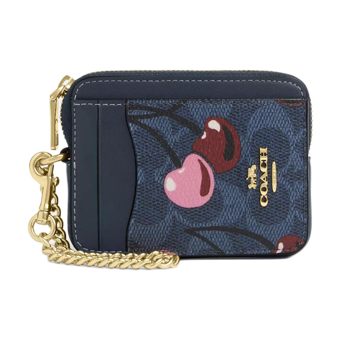 

COACH Мини картхолдер из покрытого холста женский синий, Blue
