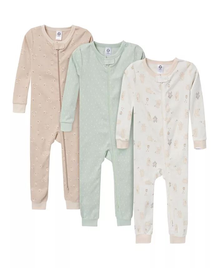 

Пижама Snug Fit без ножек для маленьких девочек, 3 шт. в упаковке, с цветочным принтом в стиле «Лесной» Gerber, коричневый