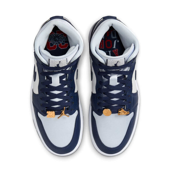 Кроссовки 1 mid se 'football grey white midnight navy' Air Jordan, серый — фото 4