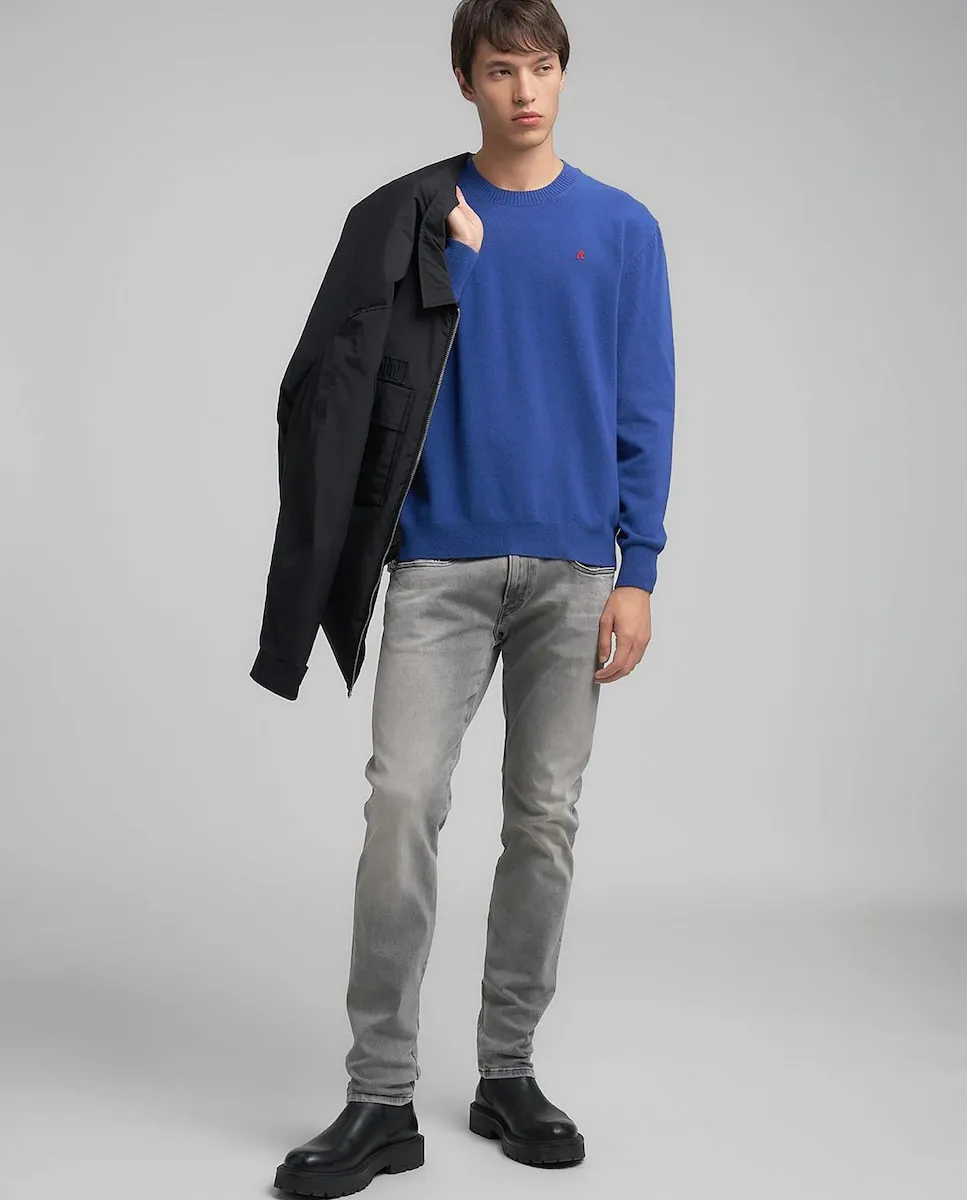 

Мужской свитер с длинными рукавами и круглым вырезом Replay, синий