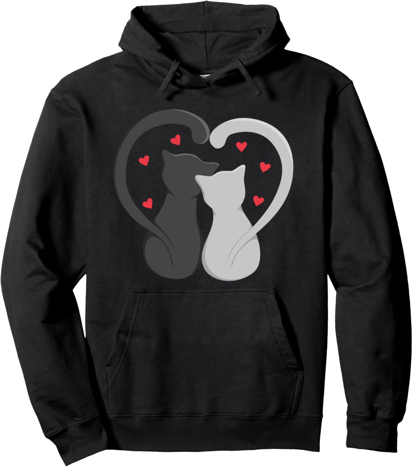 

Худи с надписью «Два кота, сердце, кошачья любовь» ко Дню святого Валентина Cute Valentine'S Day Cat, черный