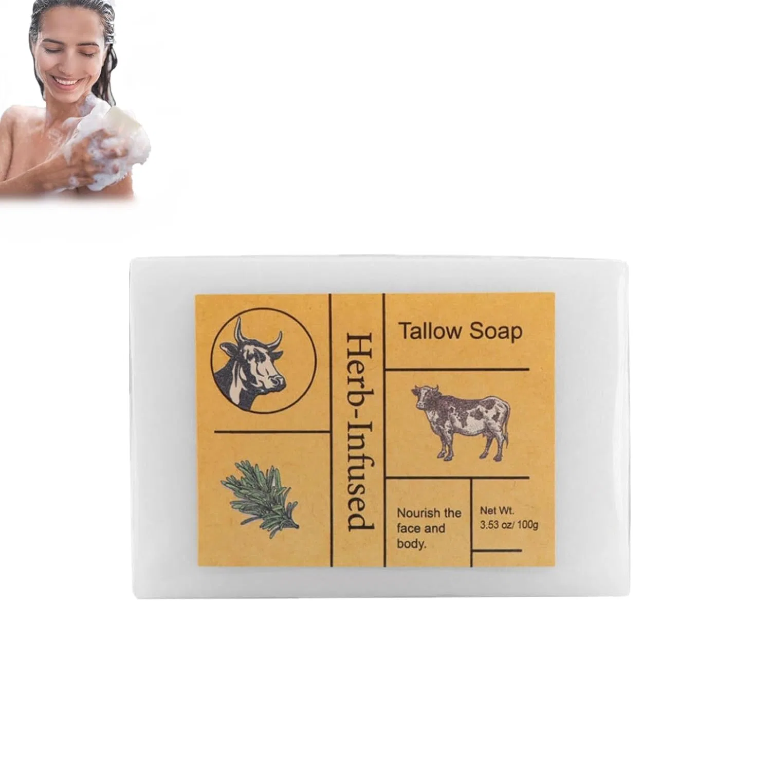 Натуральное мыло Tallow Soap с говяжьим жиром для сухой кожи Generisch, 1Pcs