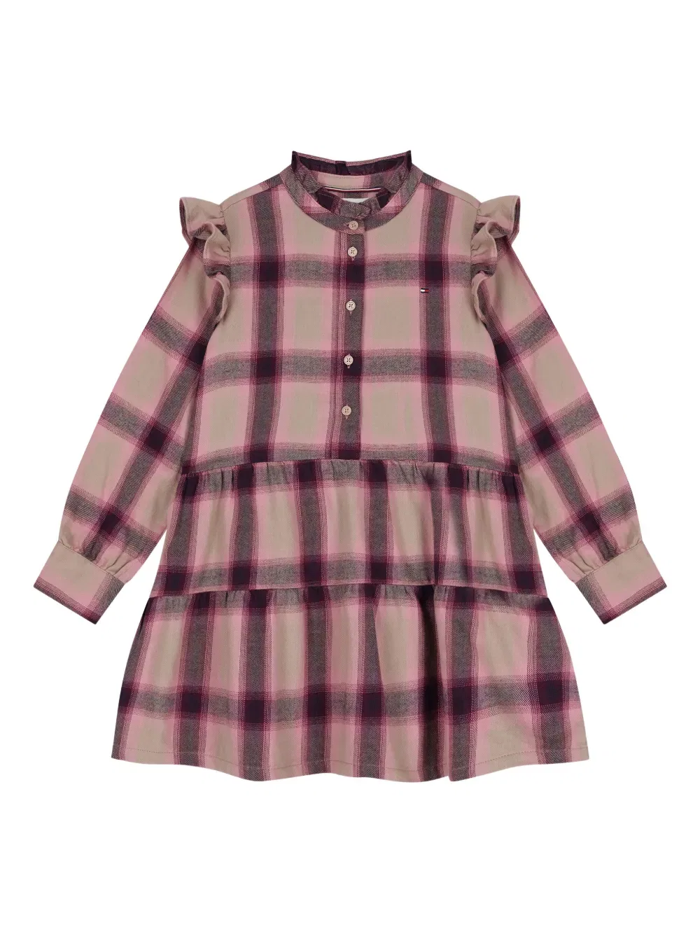 Платье с оборками в клетку Tommy Hilfiger Junior, нейтральный