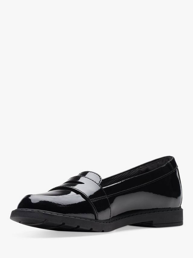 Детские школьные туфли-лоферы Scala Clarks, Black Patent — фото 4