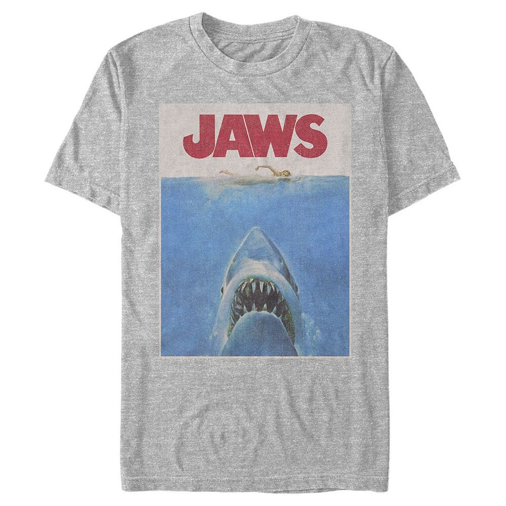 

Мужская футболка с графическим рисунком в стиле ретро «Jaws» Licensed Character, цвет Athletic Heather