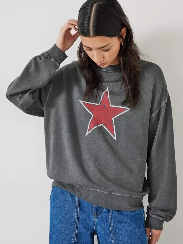 

Толстовка HUSH Seona Star Cotton, цвет washed black