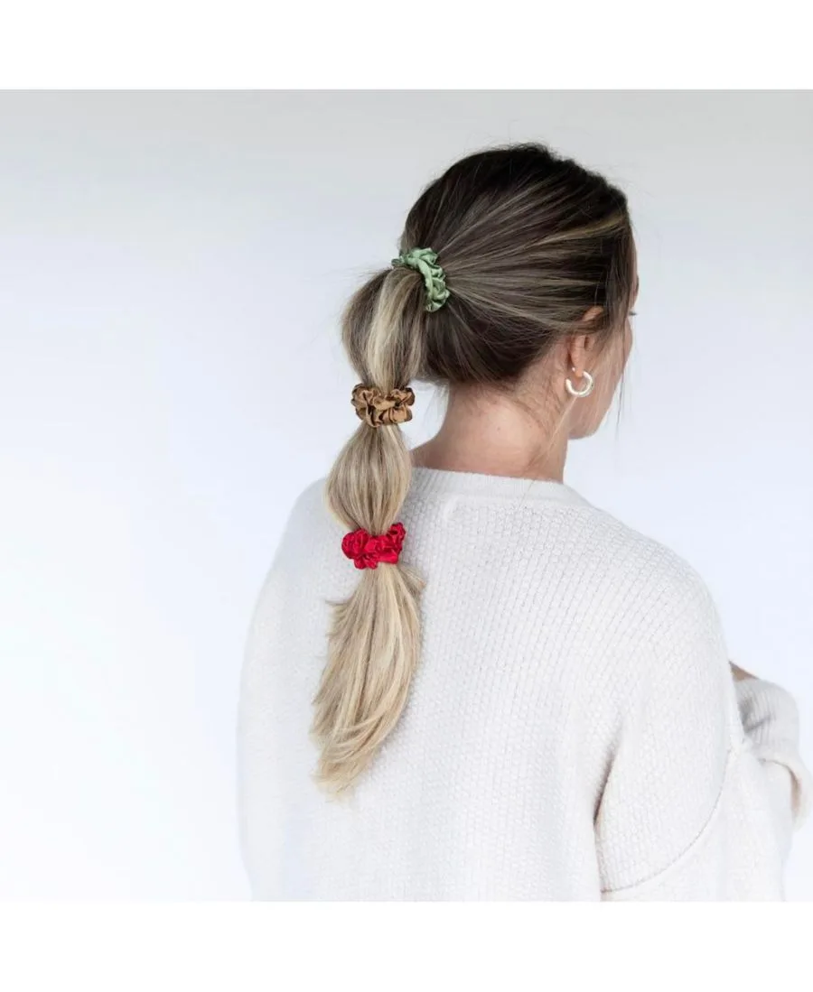 Headbands of Hope Женский набор атласных резинок для волос - оливковый, бордовый, золотой — фото 4