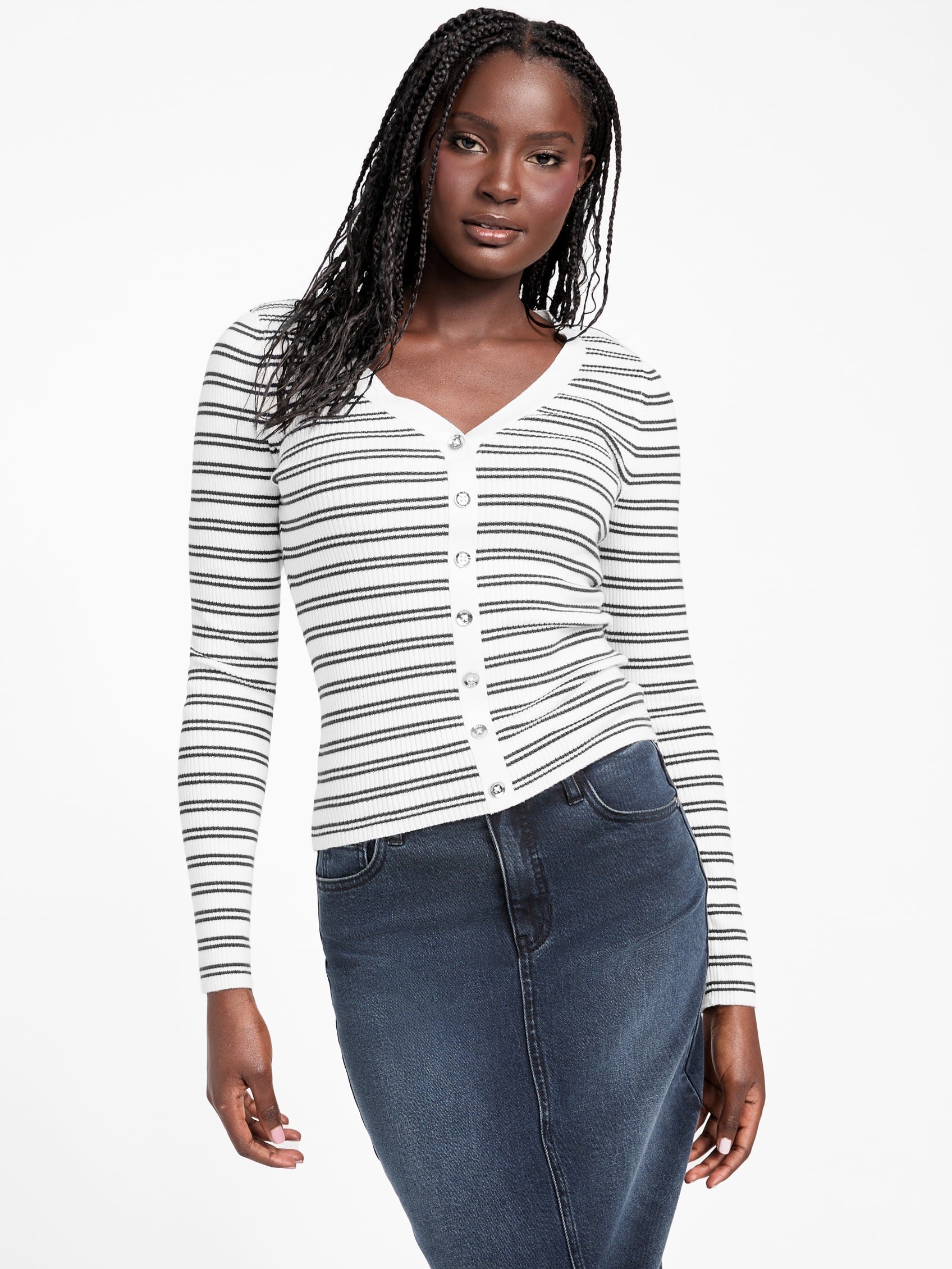 

Полосатый свитер Элла Guess Factory, цвет pure white