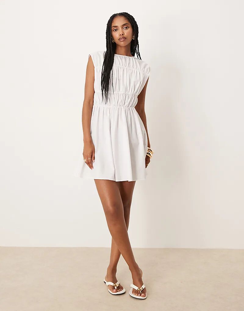 

Мини-платье со сборками и вставками ASOS DESIGN белого цвета