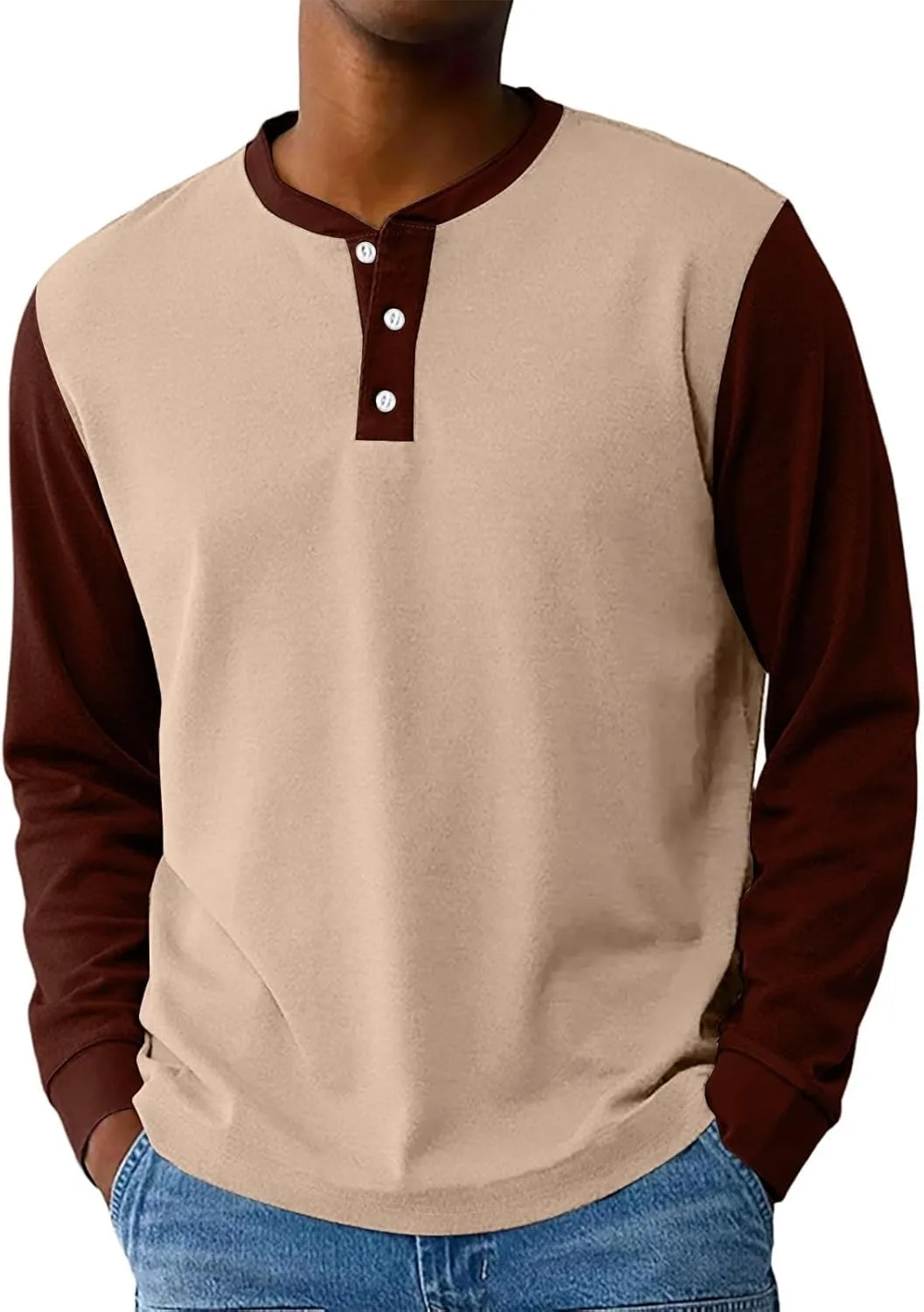 

Мужская футболка хенли свободного кроя с длинным рукавом реглан для бодибилдинга и спортзала