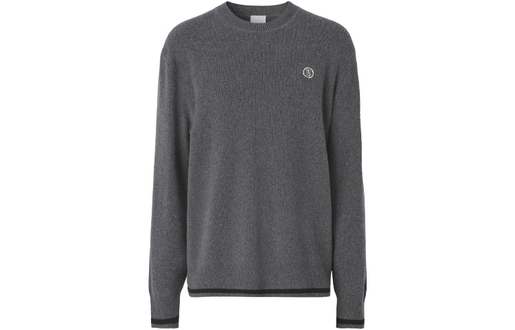 

Джемпер из смеси кашемира и хлопка с монограммой Burberry, Dark Heather Gray