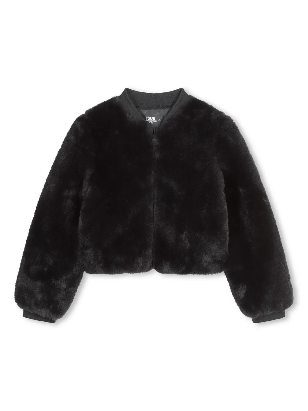 

Шуба из искусственного меха с вышитым логотипом KARL LAGERFELD KIDS, черный