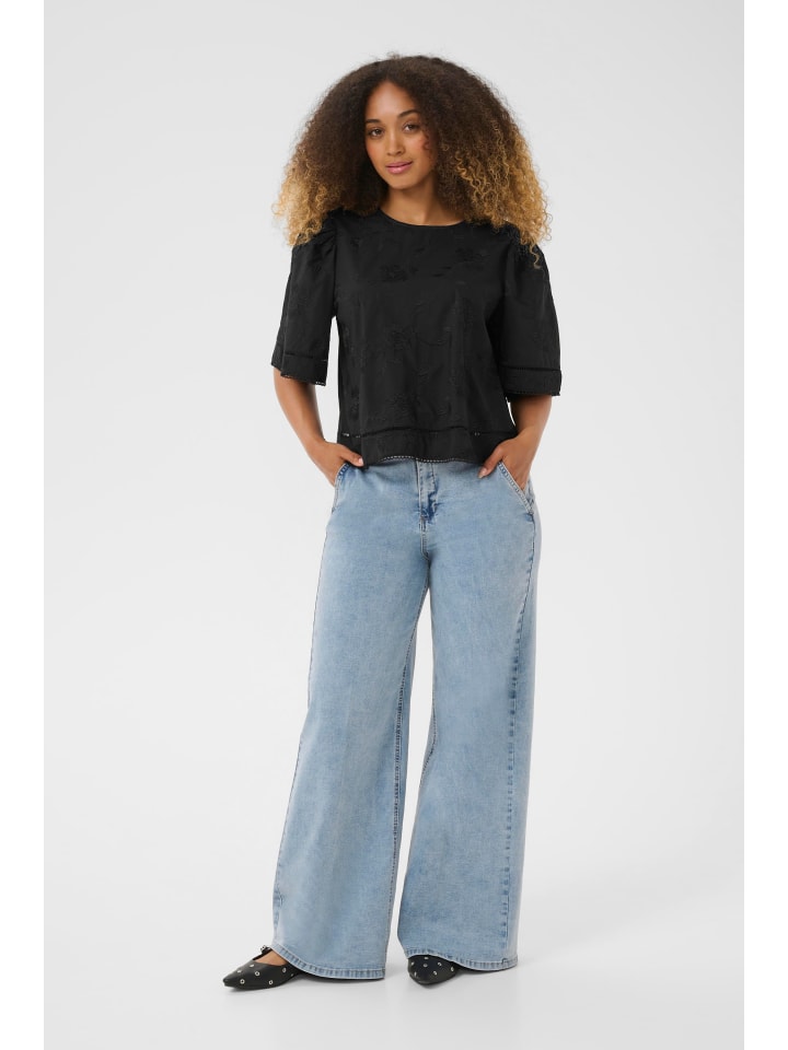 

Блузка с короткими рукавами CRAnais А-силуэта в цвете Pitch Black Cream